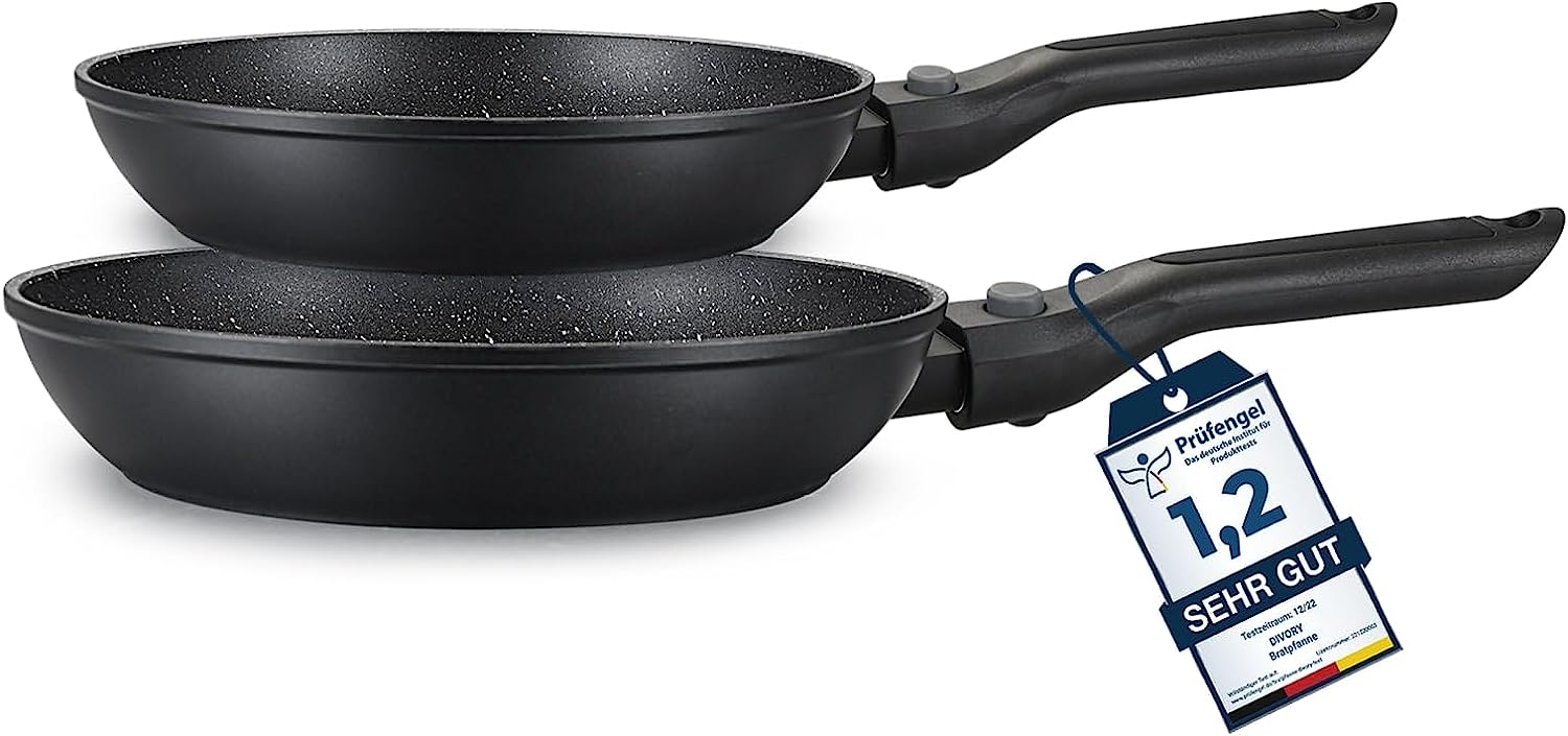 DIVORY - Pfanne abnehmbarer Griff (20, 24, 28, 32cm + 2er / 3er Set)
