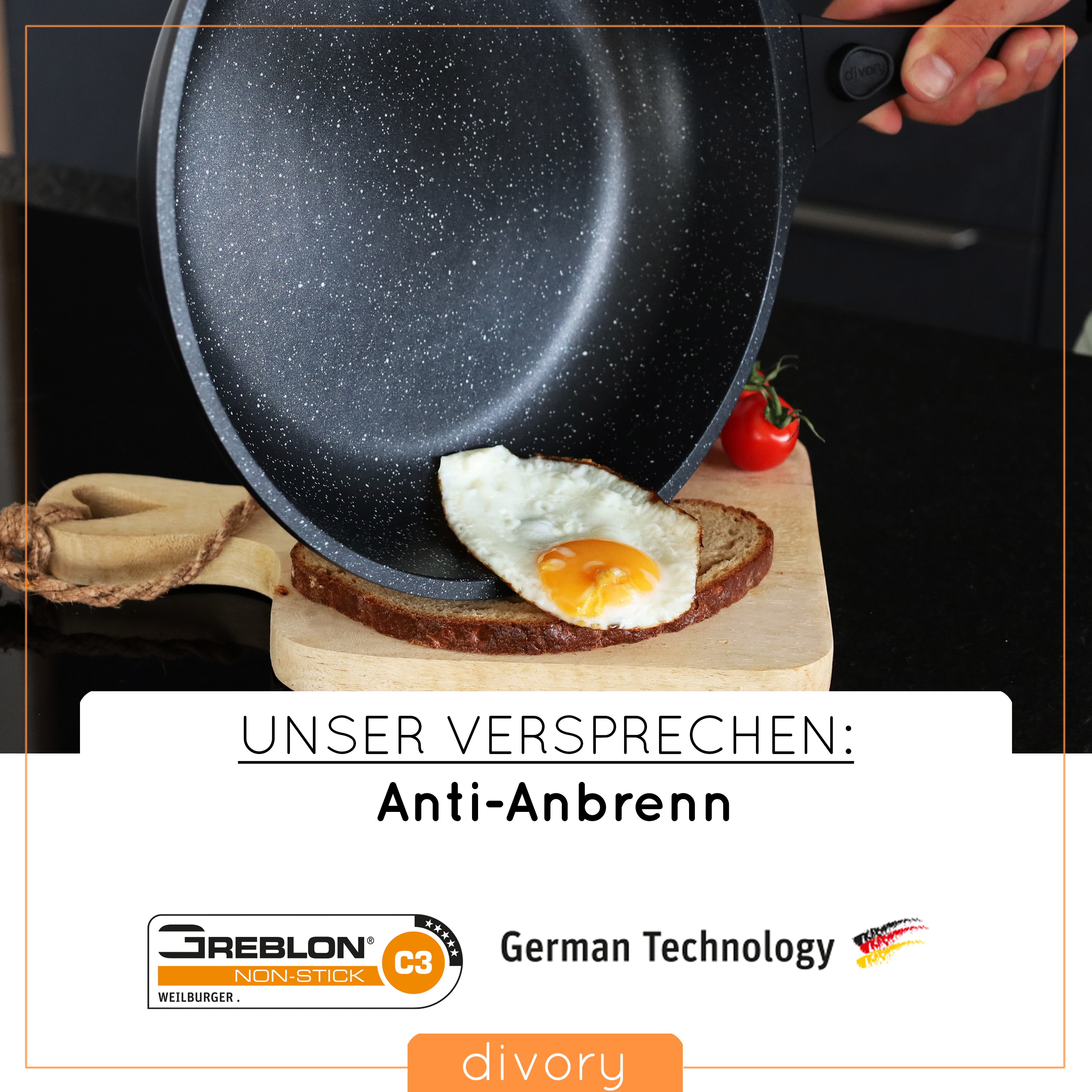 DIVORY Topfset Pfannenset Induktion - 14 teilig mit abnehmbarem Griff inkl. Küchenhelfer und Geschenkbox