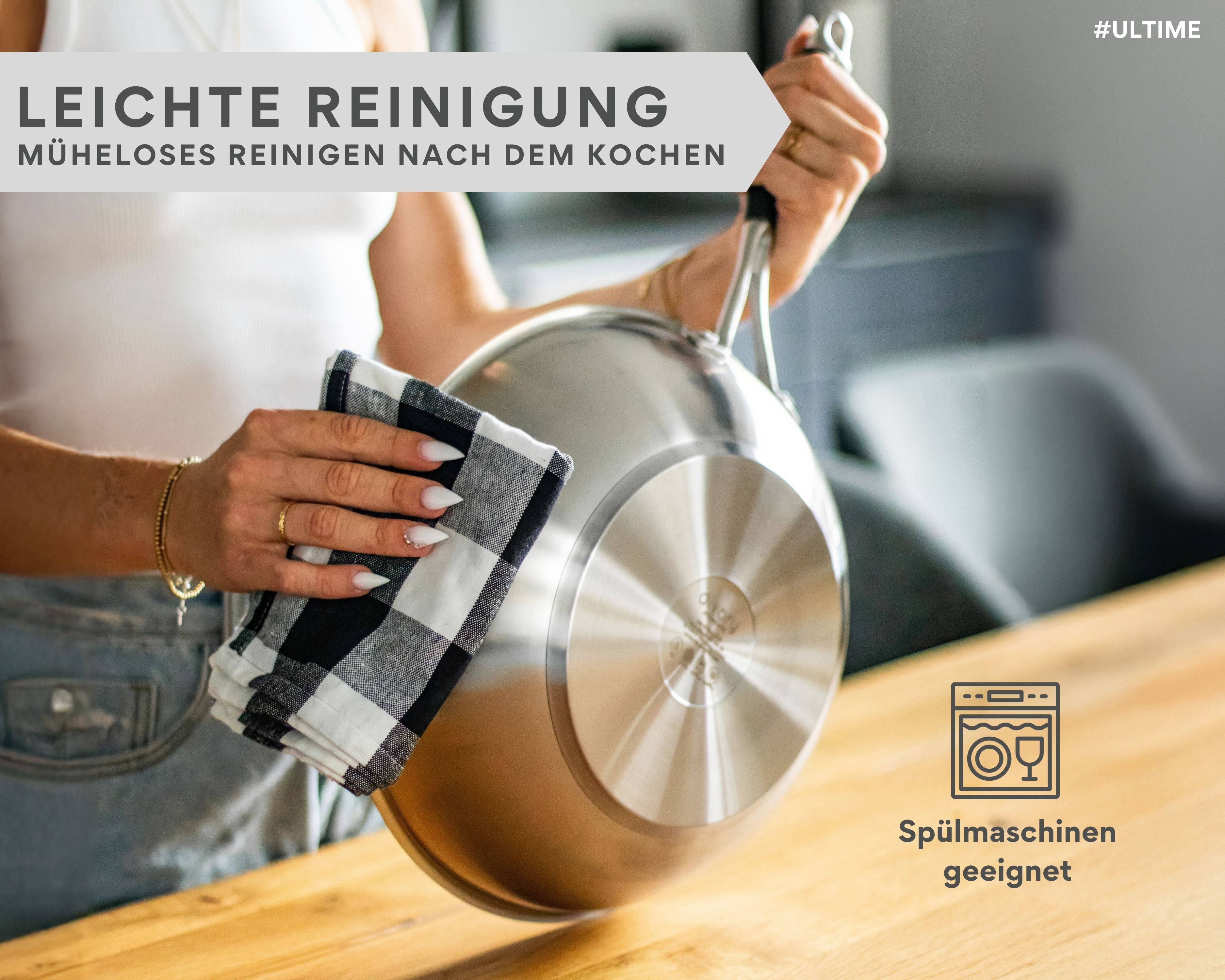 Edelstahl Wokpfanne 28cm I Antihaft beschichteter Wok für alle Herdarten geeignet, auch Induktion