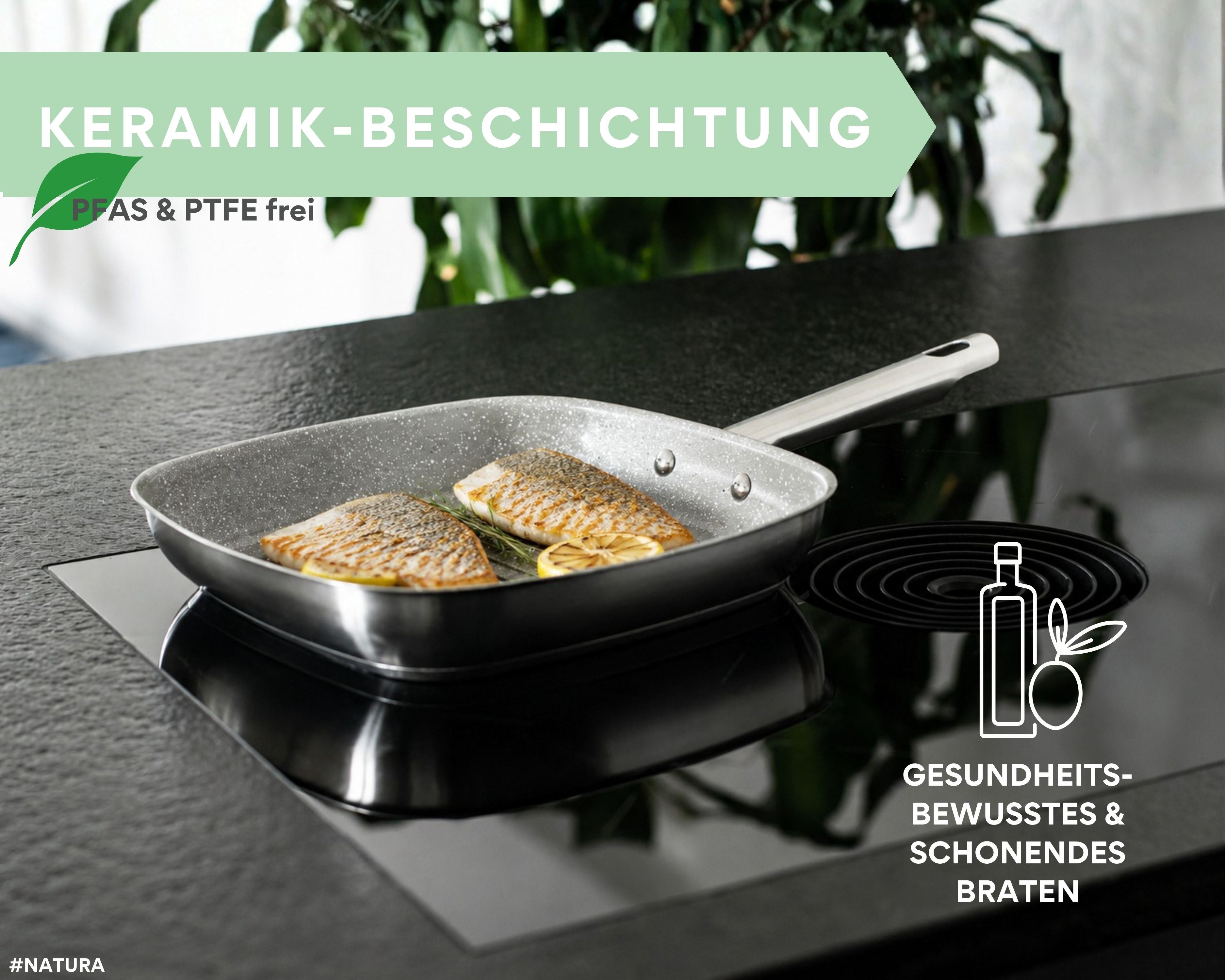 Edelstahl Grillpfanne 28cm I für alle Herdarten geeignet B-Ware