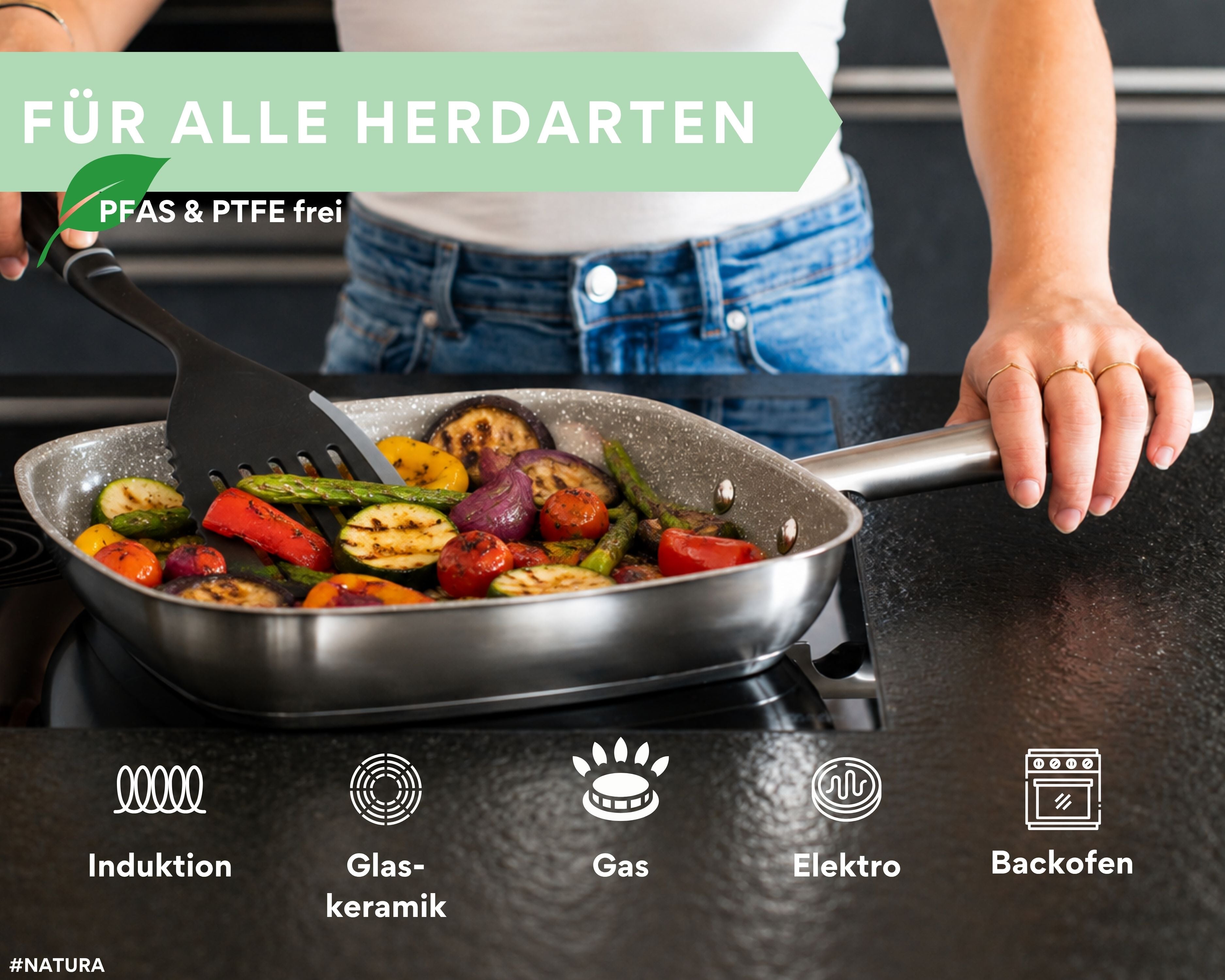 Edelstahl Grillpfanne 28cm I für alle Herdarten geeignet B-Ware