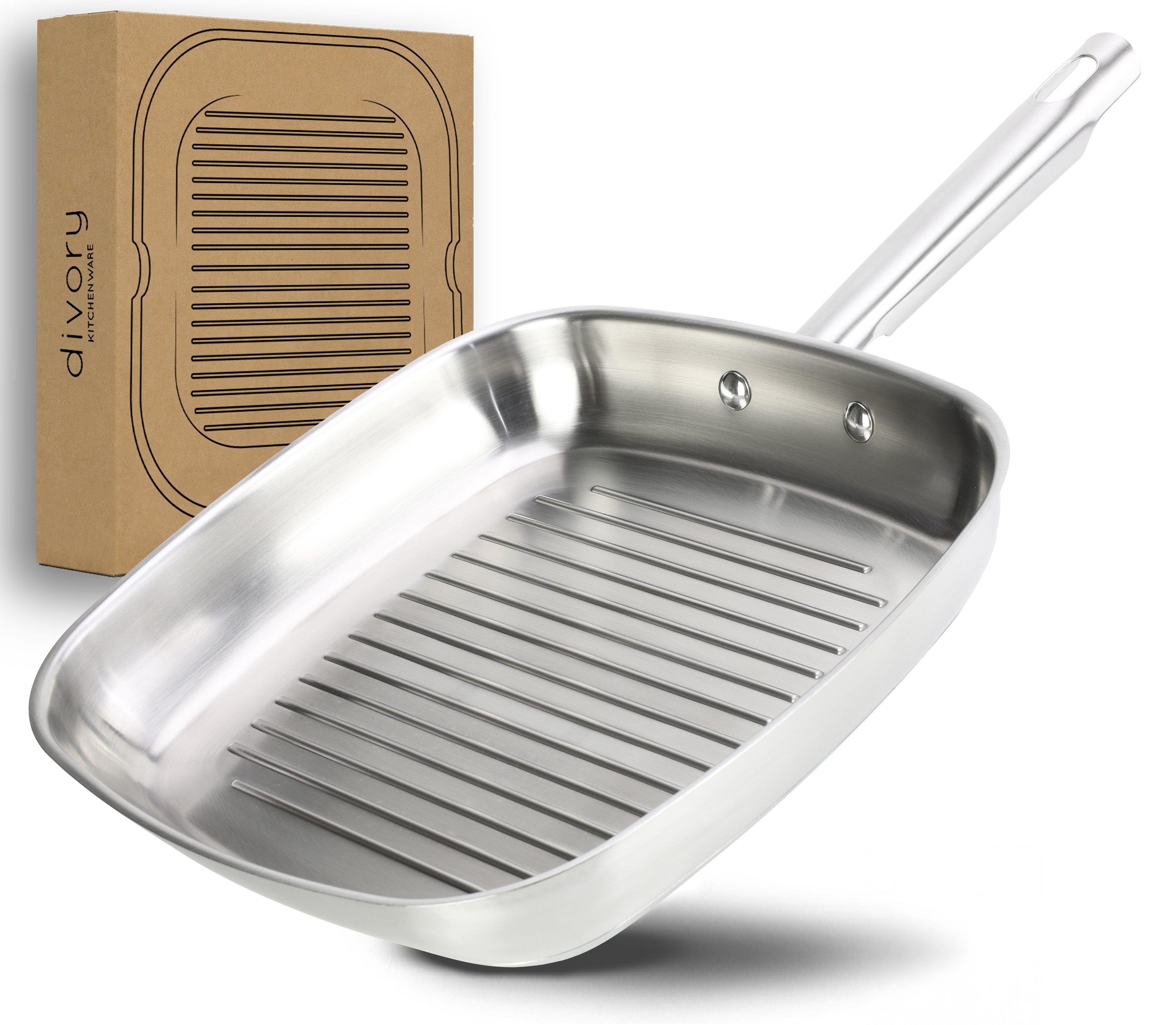 Edelstahl Grillpfanne 28cm I für alle Herdarten geeignet B-Ware
