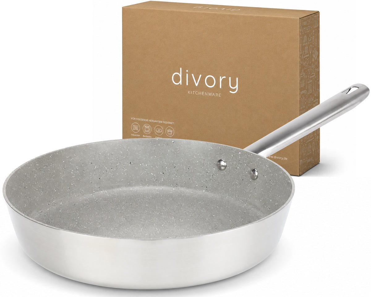 DIVORY Edelstahl Pfanne 16/20/24/28 cm /Set - Keramikbeschichtung, Induktion