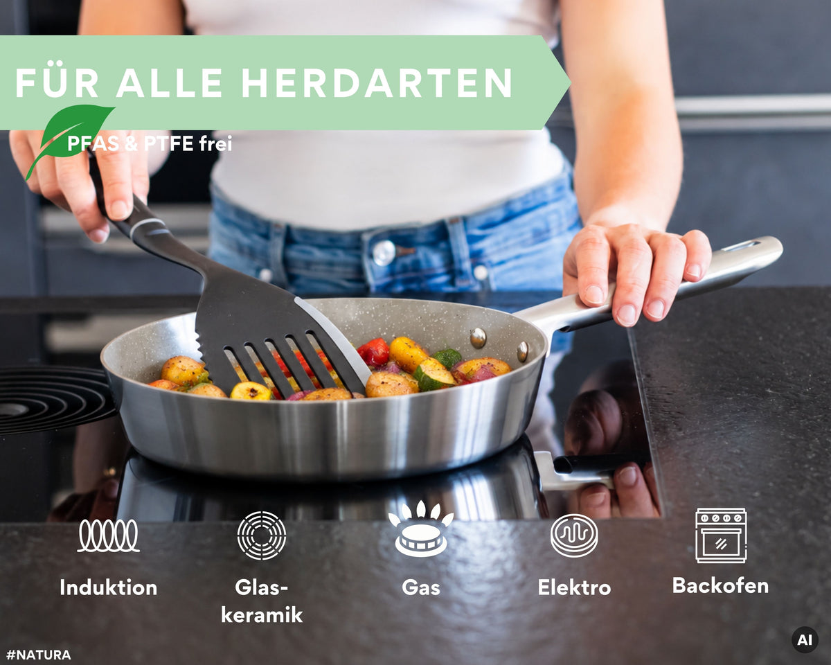 DIVORY Edelstahl Pfanne 16/20/24/28 cm /Set - Keramikbeschichtung, Induktion