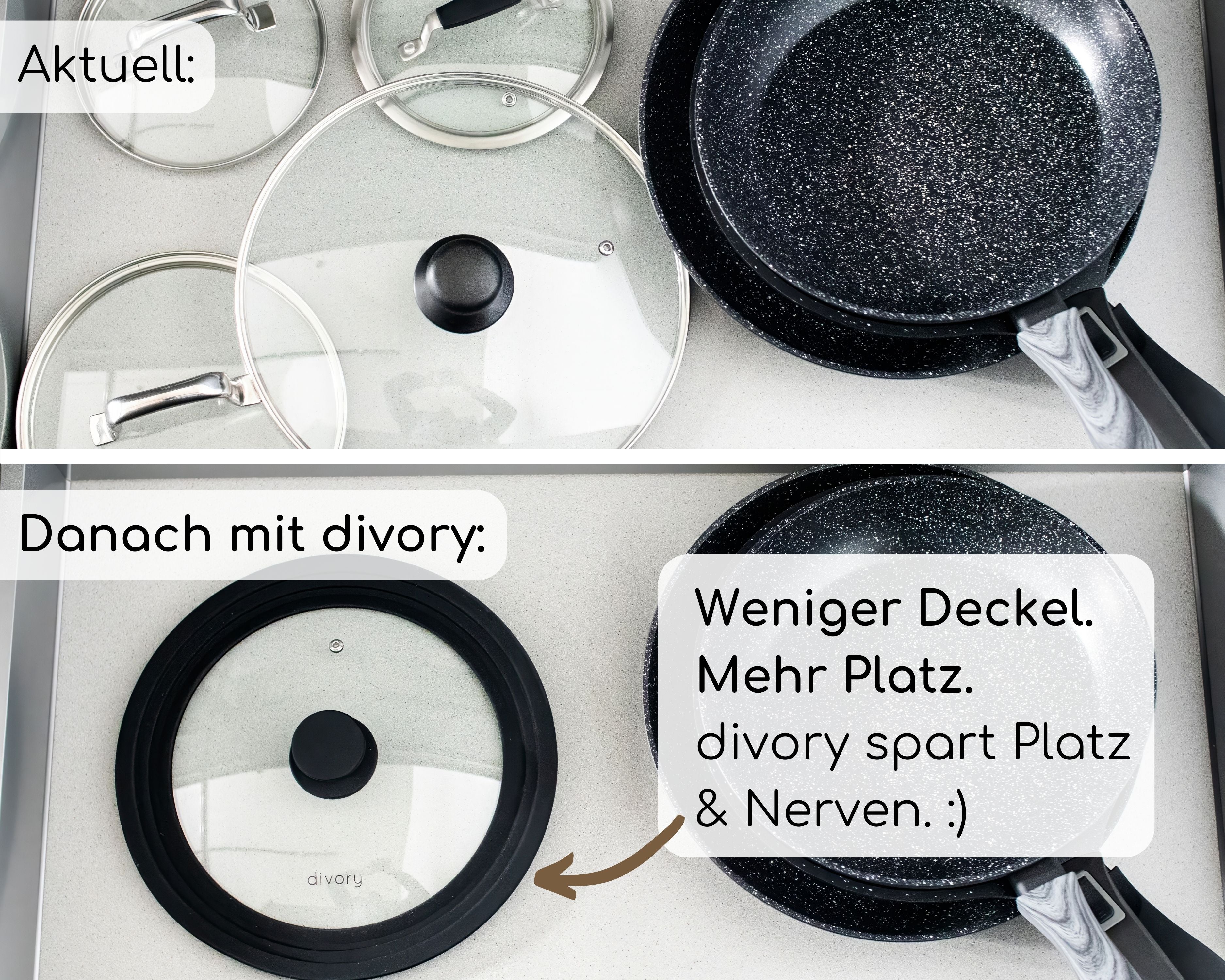 DIVORY Universaldeckel für Pfannen & Töpfe (3 verschiedene Größen)