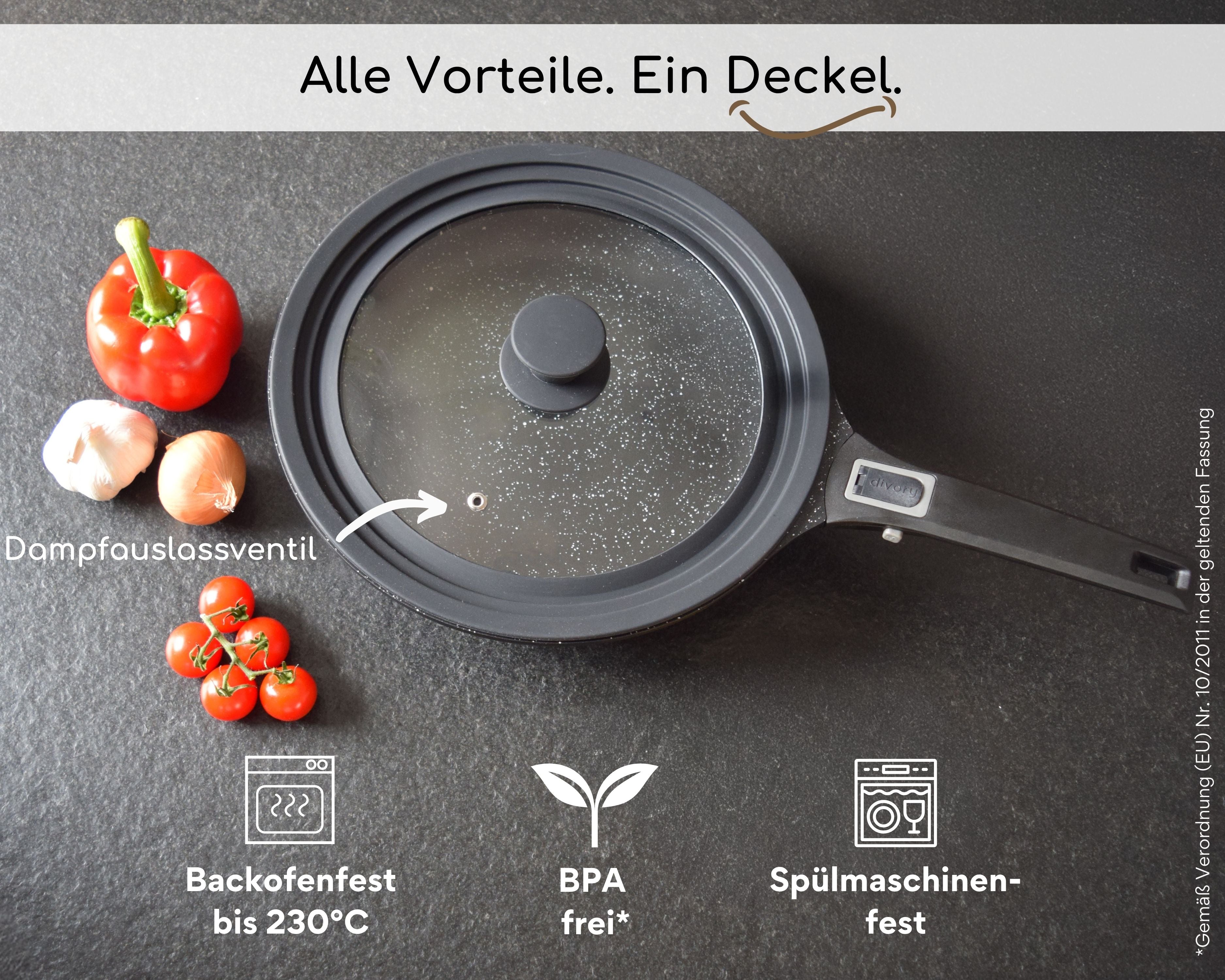 DIVORY Universaldeckel für Pfannen & Töpfe (3 verschiedene Größen)