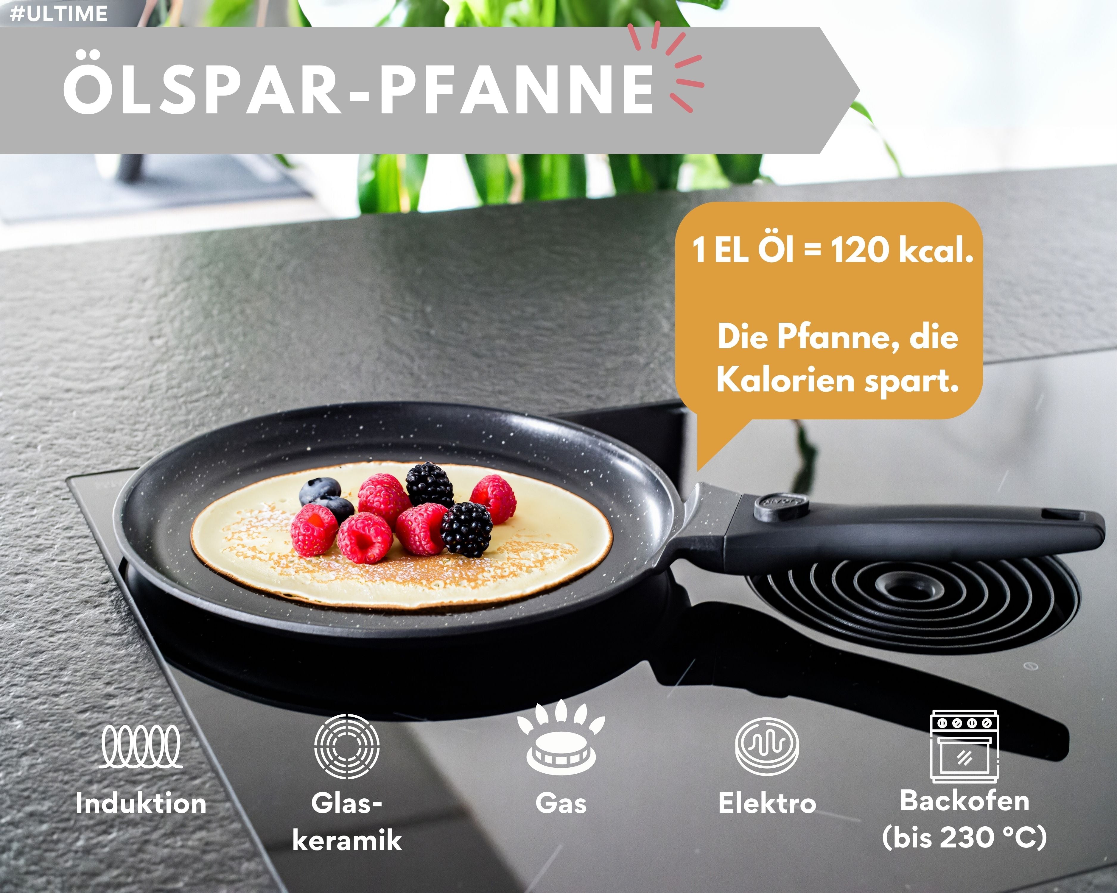 DIVORY Crepe Pfanne Induktion 28cm (abnehmbarer Griff)