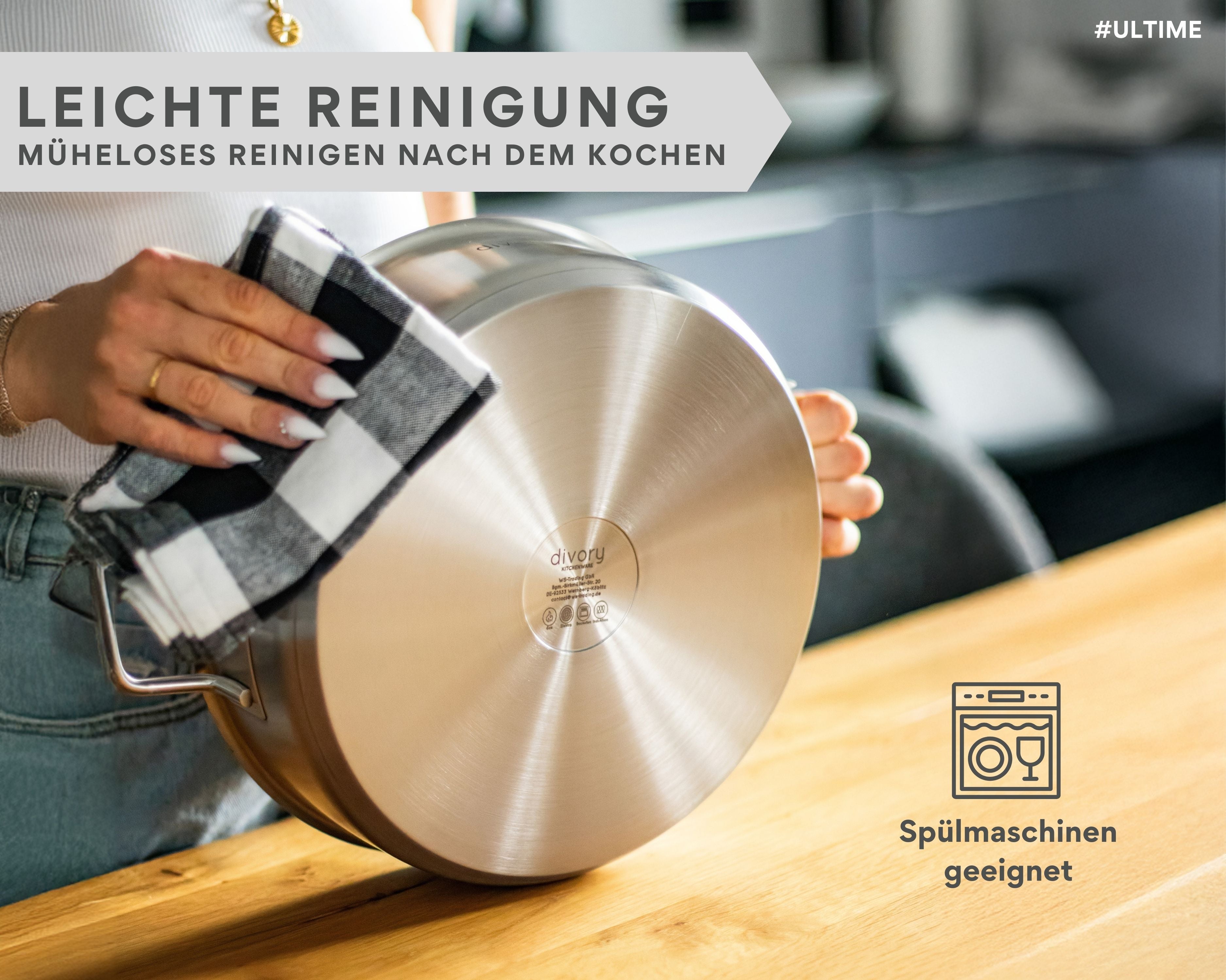 Edelstahl Schmorpfanne 28cm Induktion, Servierpfanne mit Deckel 4,6l – beschichtete Servierpfanne