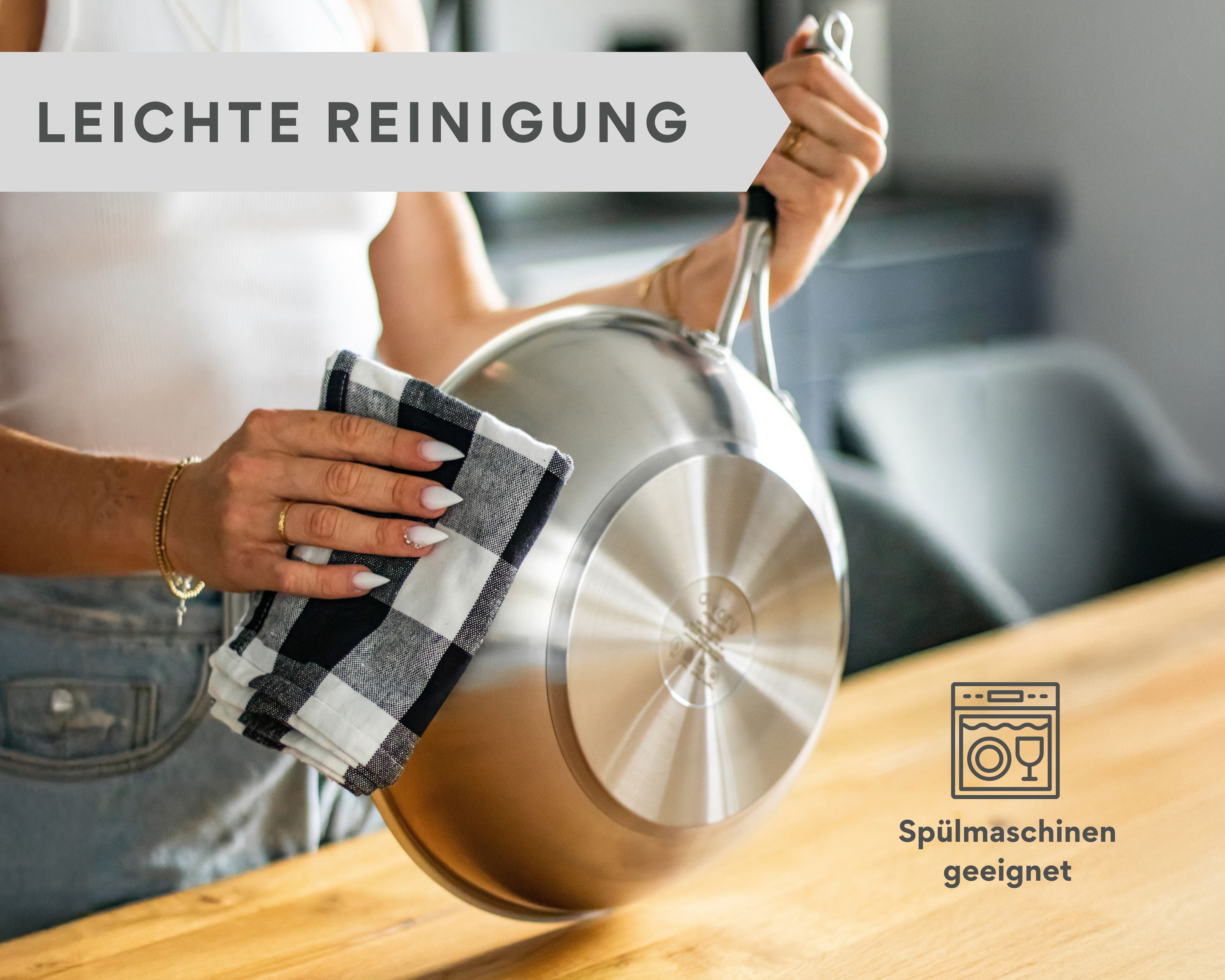 Edelstahl Wokpfanne 28cm I unbeschichteter Wok für alle Herdarten geeignet, auch Induktion