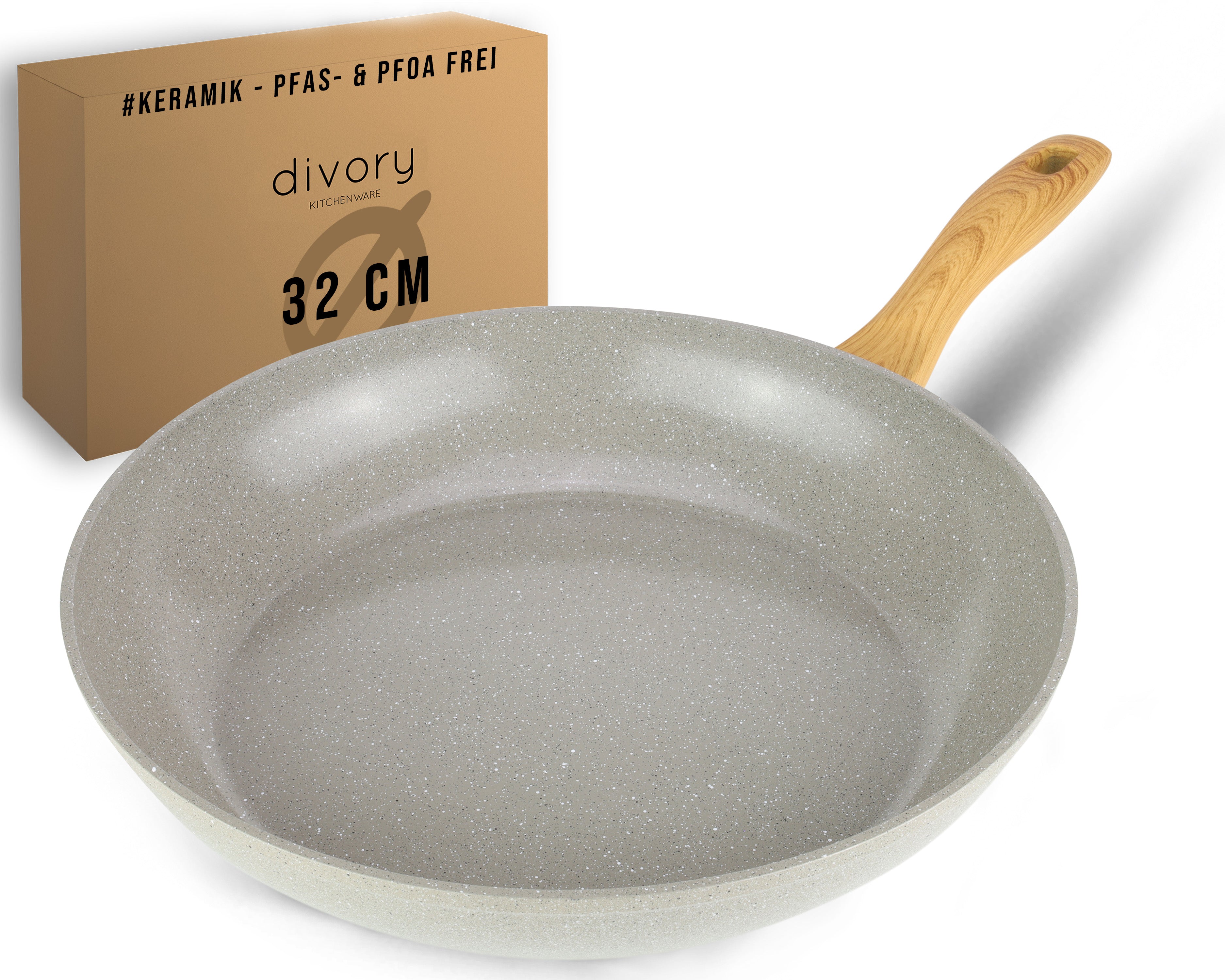 DIVORY Keramikpfanne – Pfanne mit Keramikbeschichtung Induktion, PFAS & PTFE frei