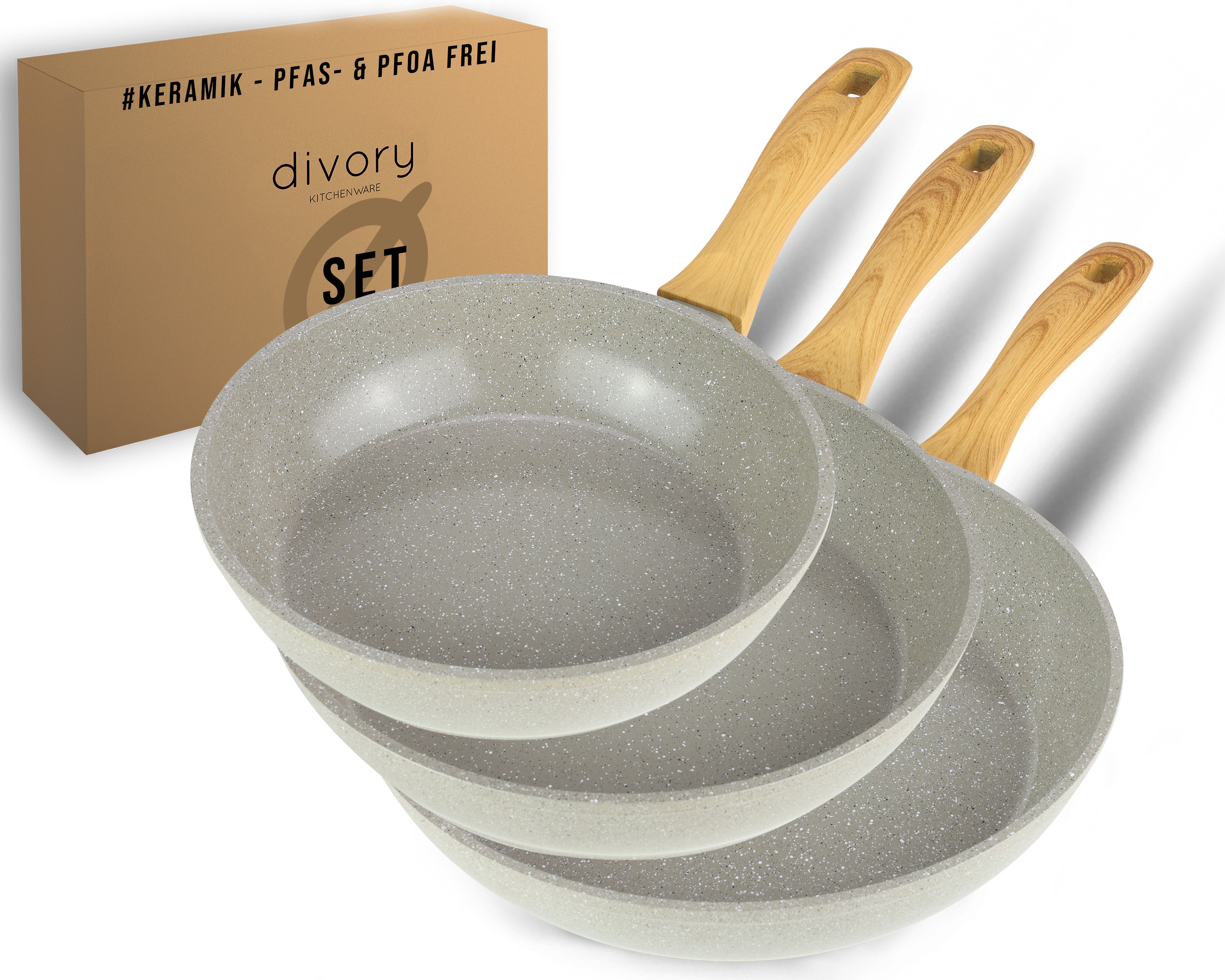DIVORY Keramikpfanne – Pfanne mit Keramikbeschichtung Induktion, PFAS & PTFE frei