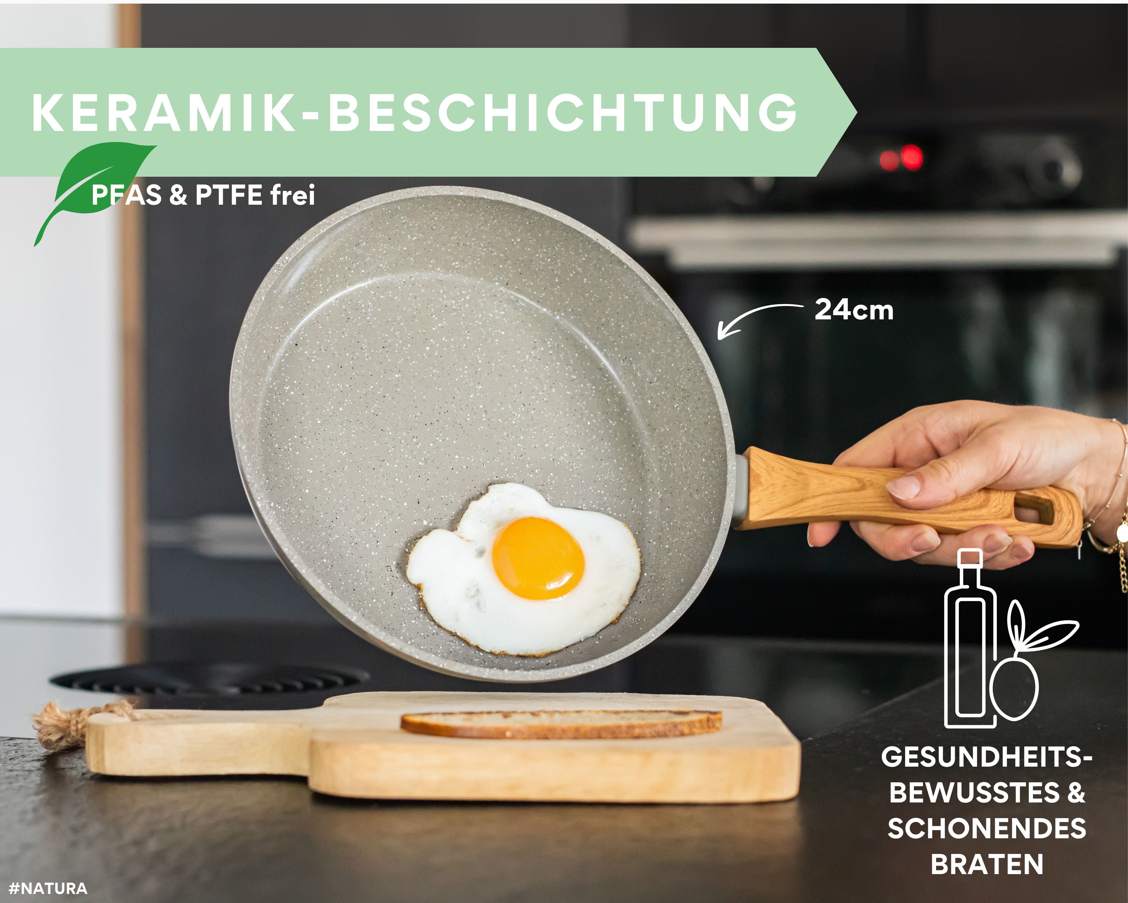 DIVORY Keramikpfanne – Pfanne mit Keramikbeschichtung Induktion, PFAS & PTFE frei