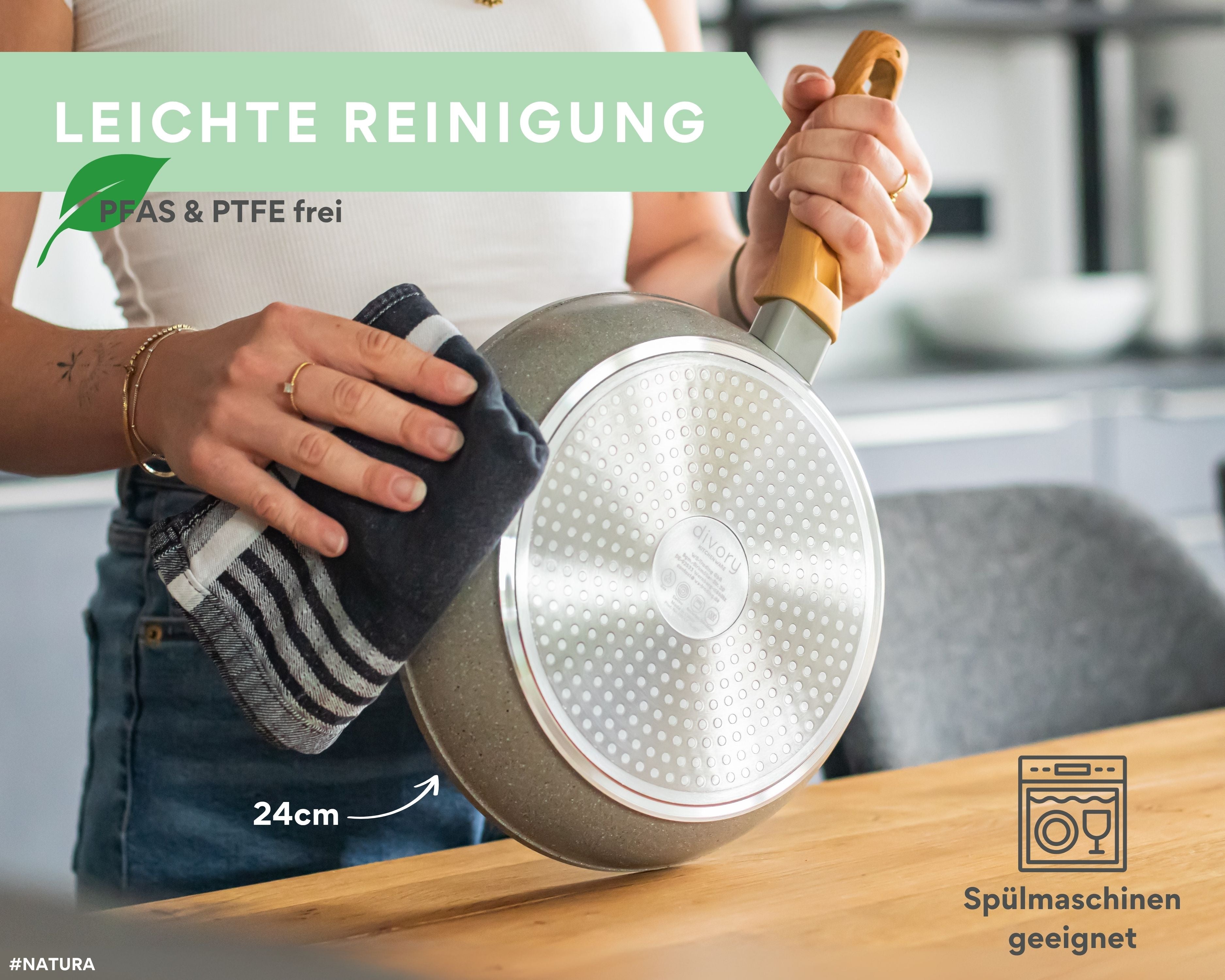 DIVORY Keramikpfanne – Pfanne mit Keramikbeschichtung Induktion, PFAS & PTFE frei