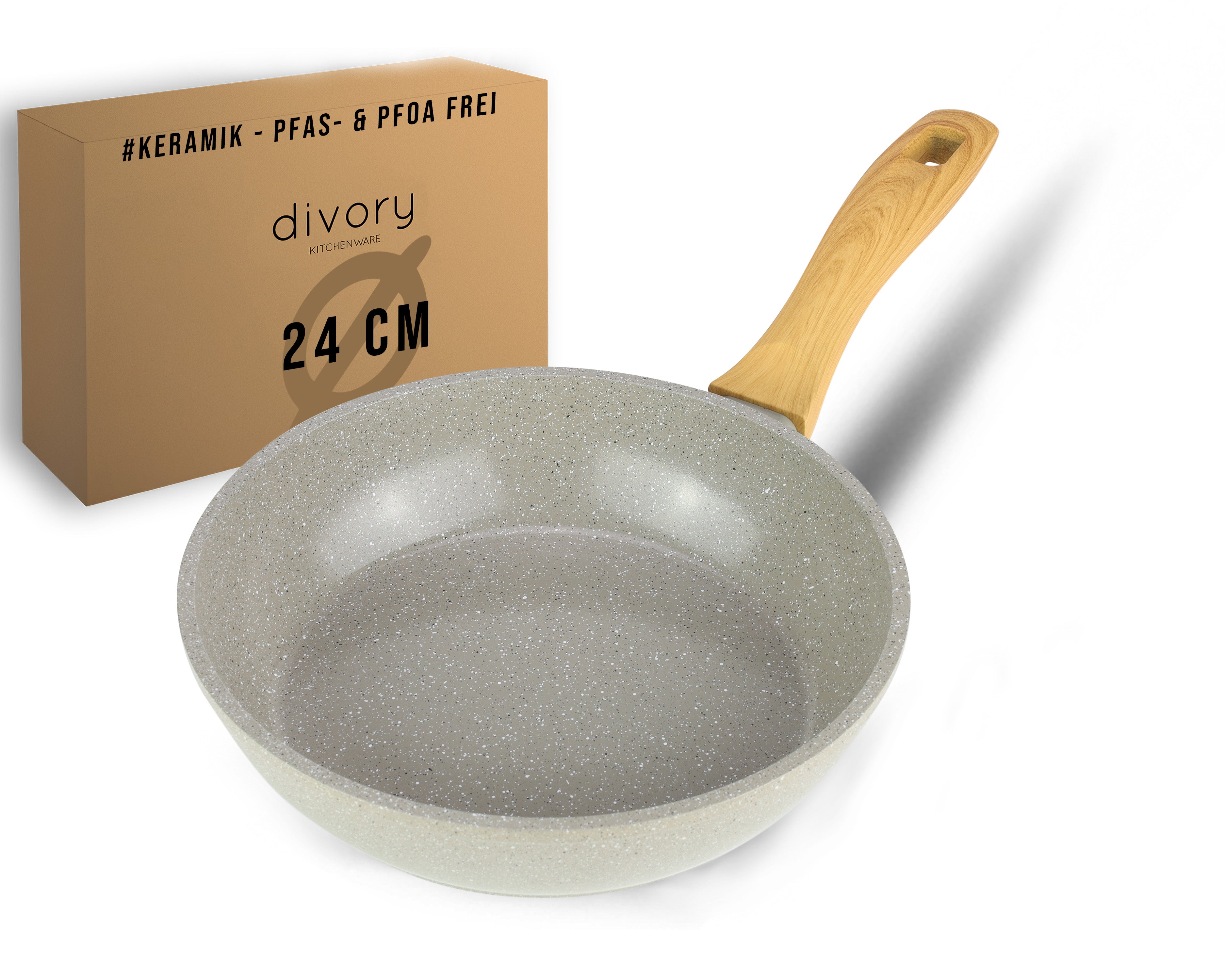 DIVORY Keramikpfanne – Pfanne mit Keramikbeschichtung Induktion, PFAS & PTFE frei