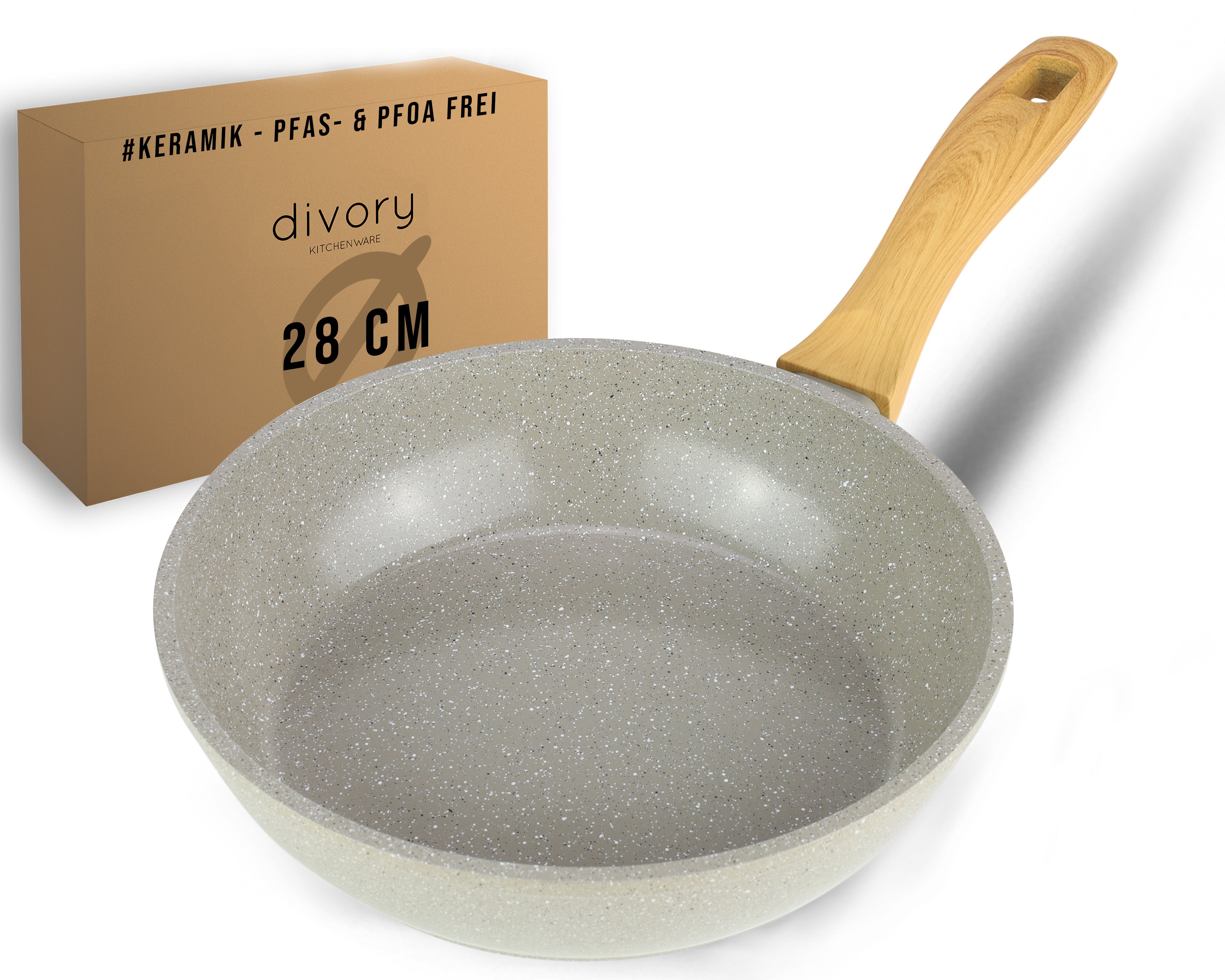 DIVORY Keramikpfanne – Pfanne mit Keramikbeschichtung Induktion, PFAS & PTFE frei