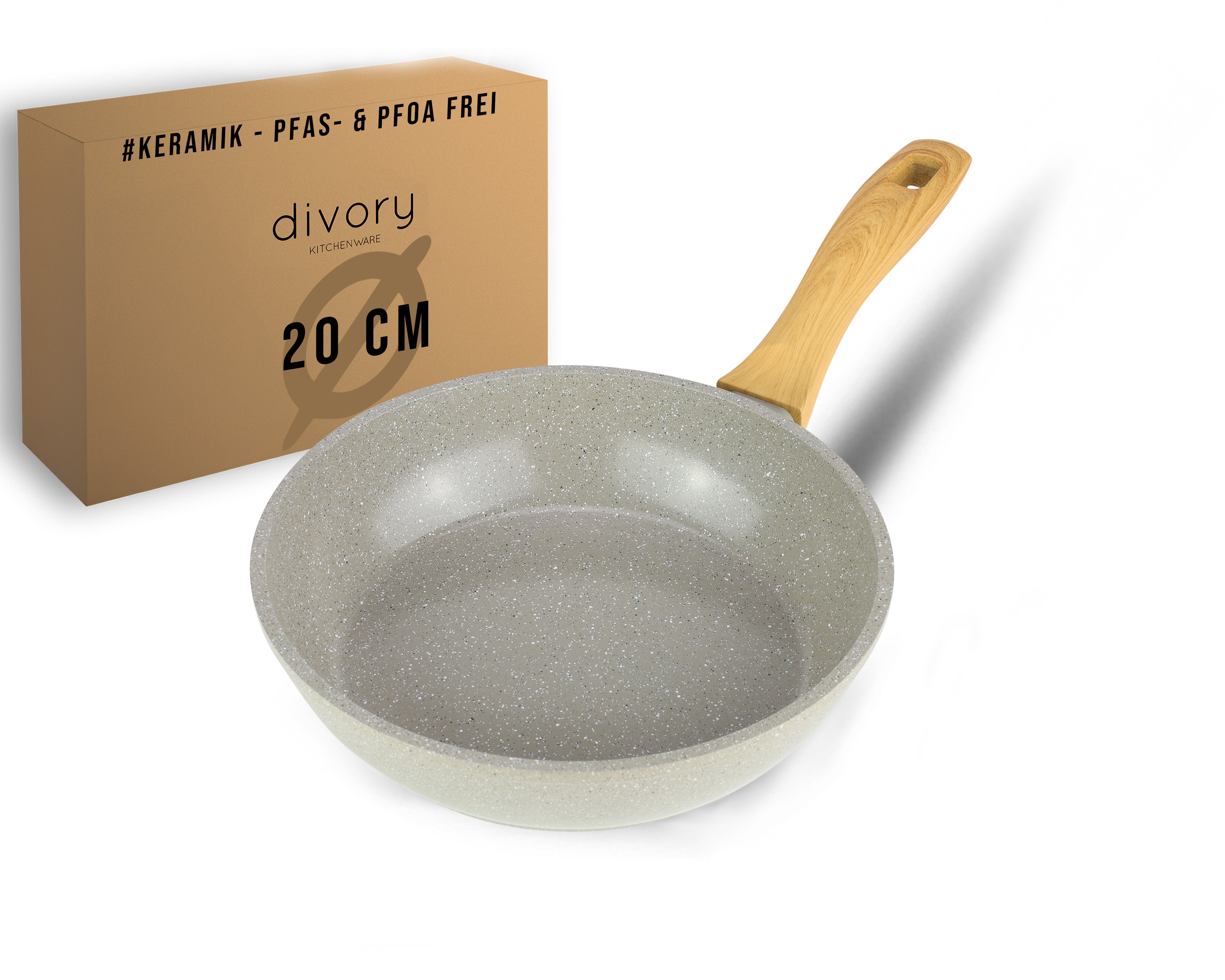 DIVORY Keramikpfanne – Pfanne mit Keramikbeschichtung Induktion, PFAS & PTFE frei