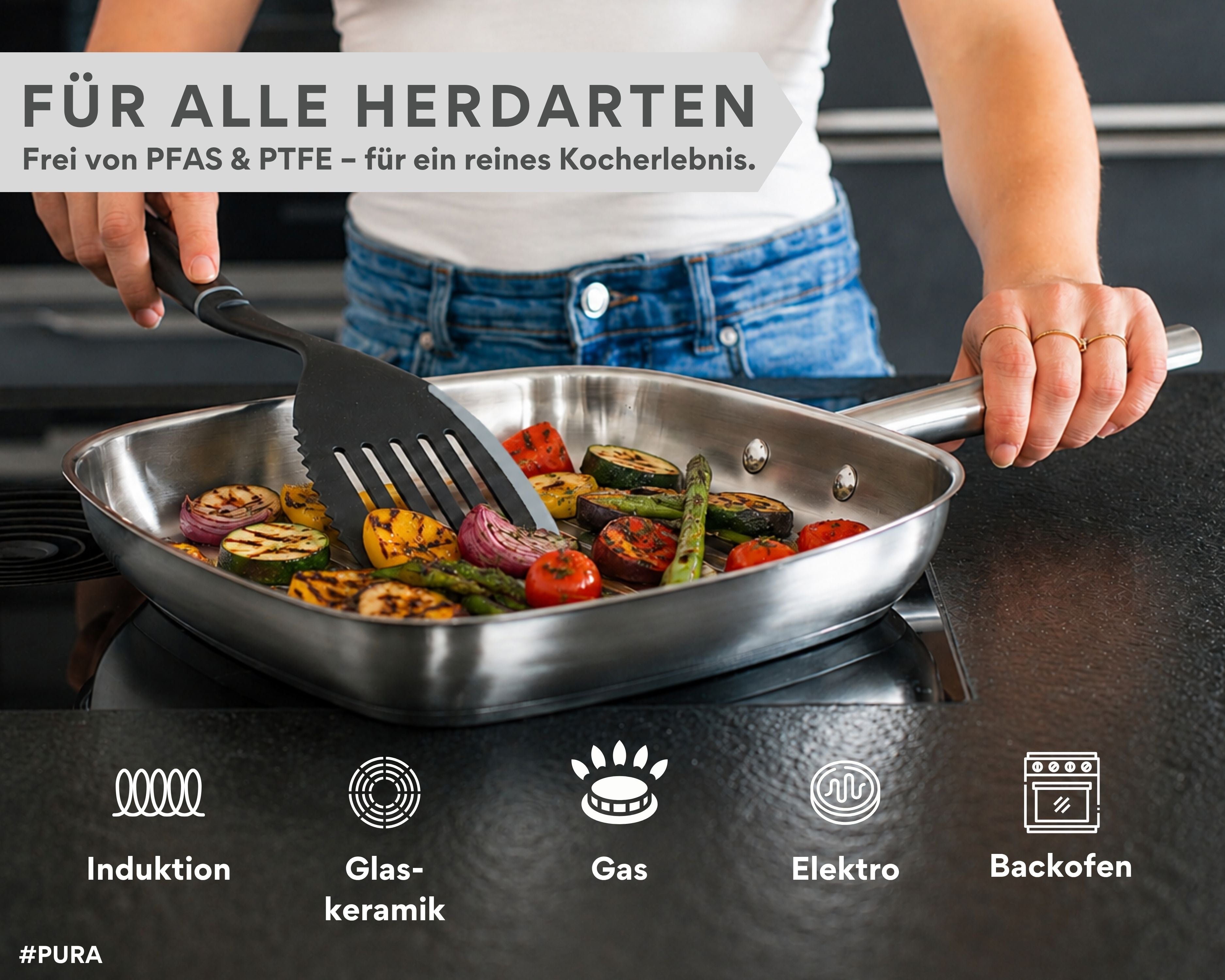 Edelstahl Grillpfanne 28cm I für alle Herdarten geeignet B-Ware