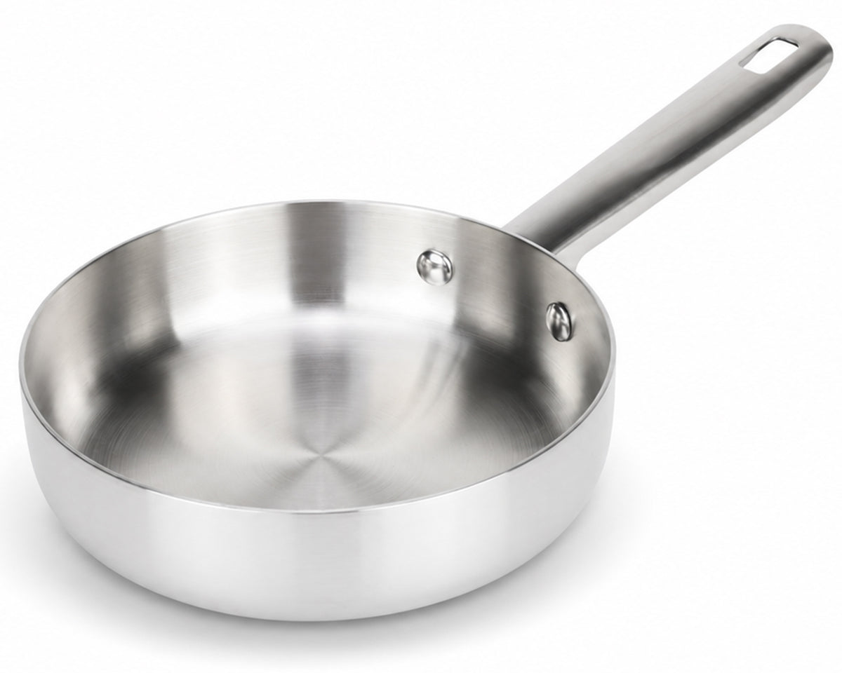 DIVORY unbeschichtete Edelstahl Pfanne 16, 20, 24, 28 cm, Set, Induktion
